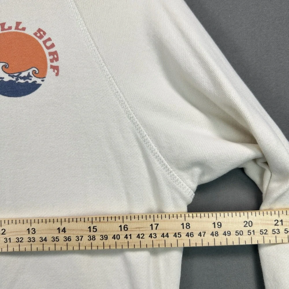 O'Neill Surf Hoodie Womens Small Cream Excellent Rainbow Graphic Beachy Retro